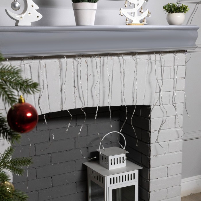 Умная гирлянда &laquo;Бахрома&raquo; 2 &times; 0.4 м роса, IP20, серебристая нить, 99 LED, пульт ДУ, приложение, свечение RGB, USB