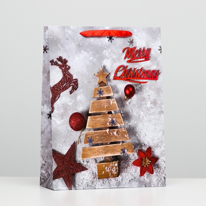 Пакет ламинированный Пакет ламинированный "Деревянная ёлка" 32 х 42 х 12