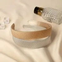 Ободок для волос "Эмма" полоски, 2,5 см, серебро золото