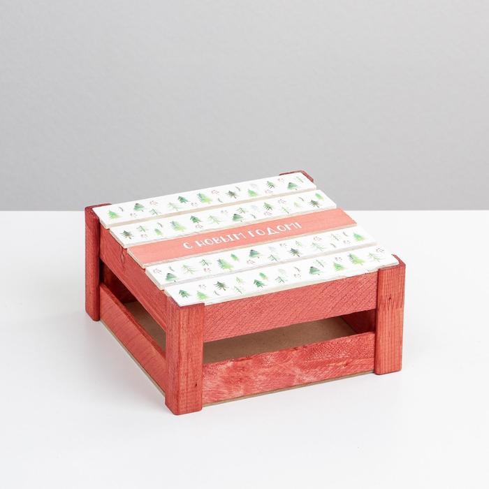Подарочная коробка - ящик новогодний «С новым годом», деревянный 20 × 20 × 10 см Подарочная коробка - ящик новогодний «С новым годом», деревянный 20 × 20 × 10 см