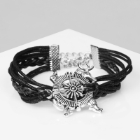 Браслет унисекс «Магия знаков» компас, цвет чёрный с чернёным серебром, 18 см Браслет унисекс «Магия знаков» компас, цвет чёрный с чернёным серебром, 18 см