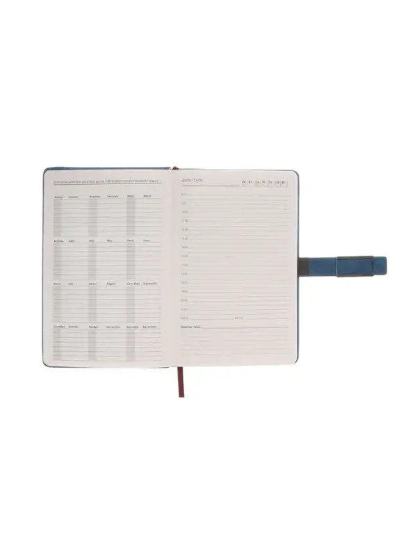 Ежедневник недатированный формат А5, с хлястиком, 112л, линия, пвх, Синий