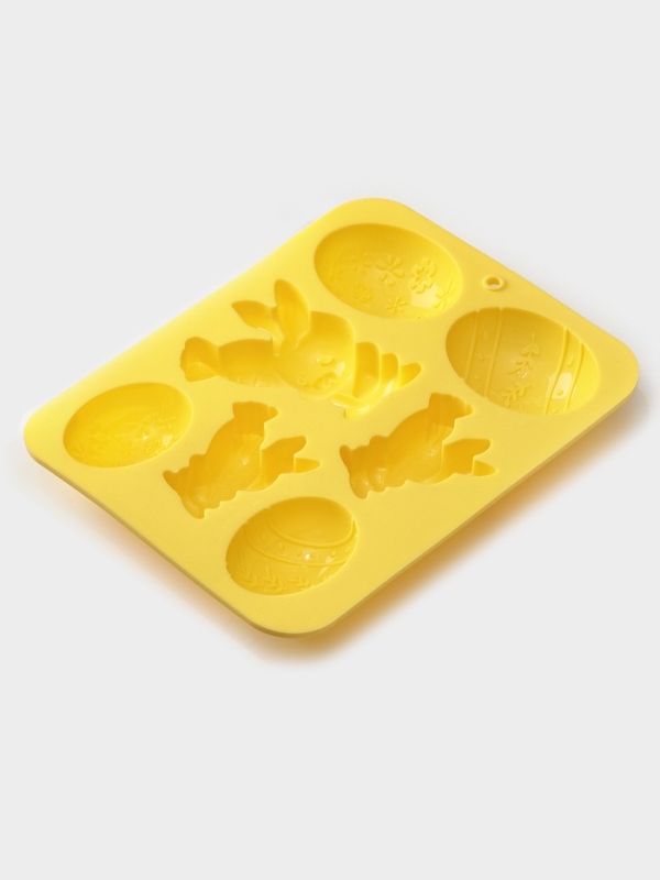 Форма для выпечки Доляна &laquo;Пасха&raquo;, силикон, 7 ячеек, 18,5&times;14,5&times;2,5 см, жёлтая