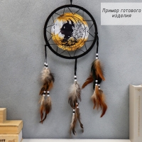 Набор для изготовления ловца снов "Чёрный кот с цветами - Поверь в мечту" d=20 см Набор для изготовления ловца снов "Чёрный кот с цветами - Поверь в мечту" d=20 см