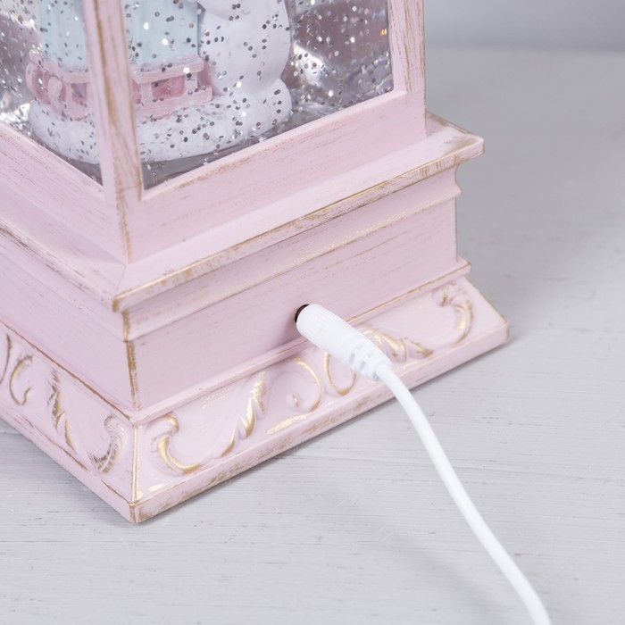 Светодиодная фигура &laquo;Фонарь со снеговиком&raquo; 10.5 &times; 28 &times; 10.5 см, пластик, батарейки ААх3 (не в комплекте), USB, свечение тёплое белое