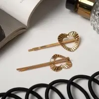 Набор для волос "Лиора" (8 резинок, 2 невидимки 5 см) сердечки, чёрно-золотой