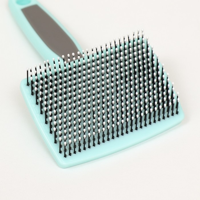 Пуходерка пластиковая мягкая с закругленными зубьями, средняя, 9 х 15,5 см, бирюзовая