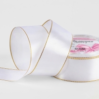 Лента атласная «Золотые нити», 40 мм × 23 ± 1 м, цвет белый №01 Лента атласная «Золотые нити», 40 мм × 23 ± 1 м, цвет белый №01