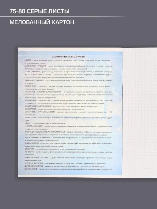 Тетрадь предметная 48 листов в клетку Calligrata, &laquo;Металл. География&raquo;, обложка мелованный картон, серые листы