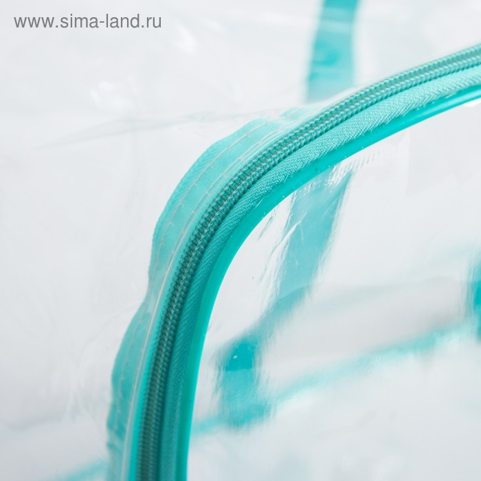 Сумка в роддом с косметичкой &laquo;Перья&raquo;, набор 2 шт., 50х31/36х25, цвет прозрачный/бирюза, Mum&Baby