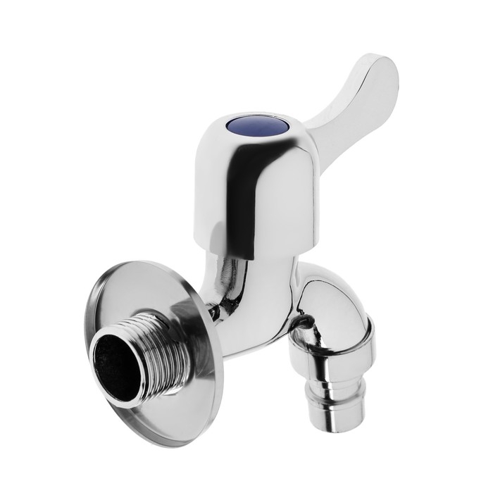 Кран водоразборный со штуцером ZEIN, 1/2 Кран водоразборный со штуцером ZEIN, 1/2", плоская ручка, цинк, кран-букса, хром