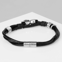 Браслет унисекс &laquo;Стиль&raquo; череп, цвет чёрный с серебром, 23 см