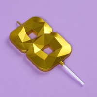 Свеча ГИГАНТ в торт на шпажке &laquo;Грань&raquo;, цифра "8", золотая, 9 см