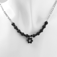 Колье &laquo;Цветок&raquo; амелия, цвет чёрный в серебре, 45см