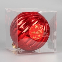 Шар пластик d-11,5 см "Винтаж" полосы, красный Шар пластик d-11,5 см "Винтаж" полосы, красный