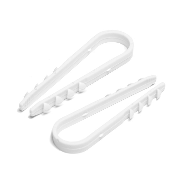 Дюбель-хомут ТУНДРА, для круглого кабеля, нейлоновый, 11-18 мм, белый, 100 шт
