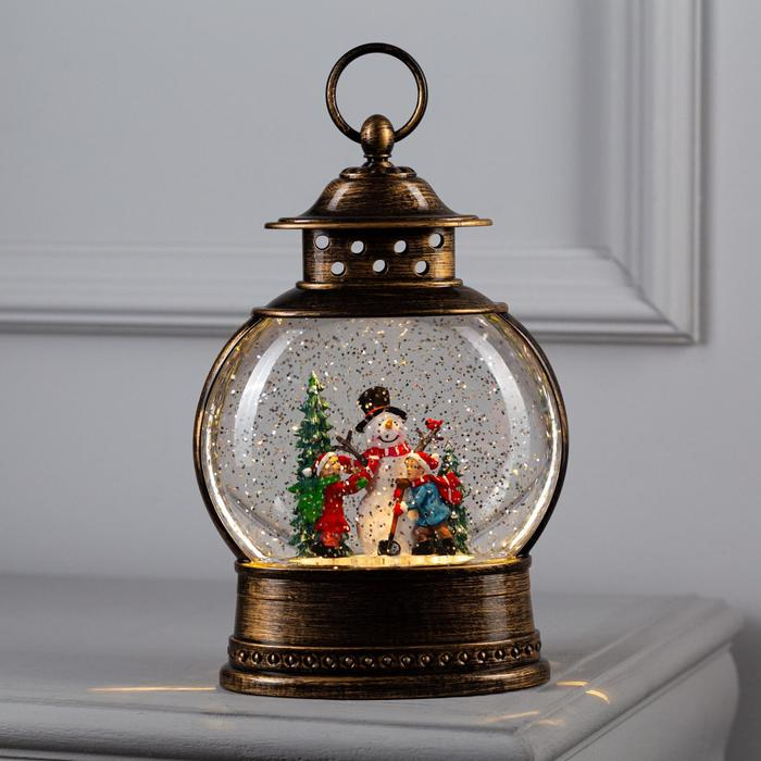 Светодиодная фигура &laquo;Дети и снеговик&raquo; 8 &times; 25 &times; 4 см, пластик, батарейки ААх3 (не в комплекте), свечение тёплое белое