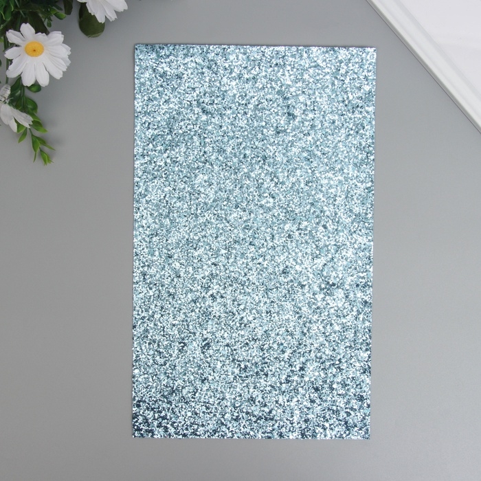 Лист для творчества иск.кожа Лист для творчества иск.кожа "Крупные блёстки" светло-голубой лист 33х20 см толщина 0,84 мм