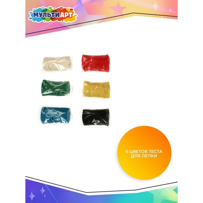 Тесто для лепки &laquo;Буба&raquo;, 6 цветов, 6 формочек