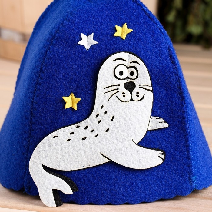 Шапка для бани с аппликацией Шапка для бани с аппликацией "Игривый Тюлень"