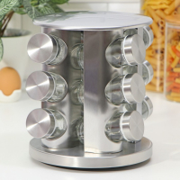 Набор для специй из стекла на подставке &laquo;Профи&raquo;, 19&times;20 см, 12 шт, цвет серебряный