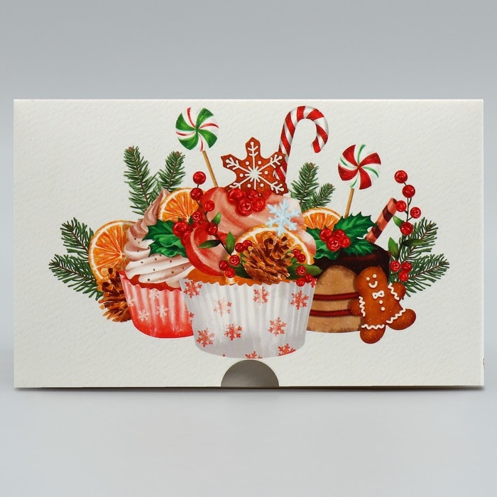 Коробка складная на 4 капкейка с окном &laquo;С Новым годом!&raquo;, сладости, 16 х 16 х 10 см, Новый год