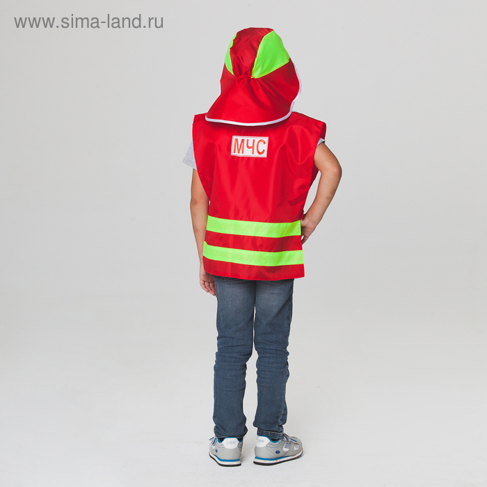 Карнавальный костюм &laquo;Пожарный МЧС, р. 32&ndash;34, 5&ndash;10 лет, полоски цвета МИКС