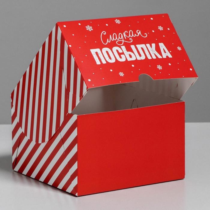 Коробка для капкейков &laquo;Новогодняя посылка&raquo; 16 х 16 х 10 см, Новый год
