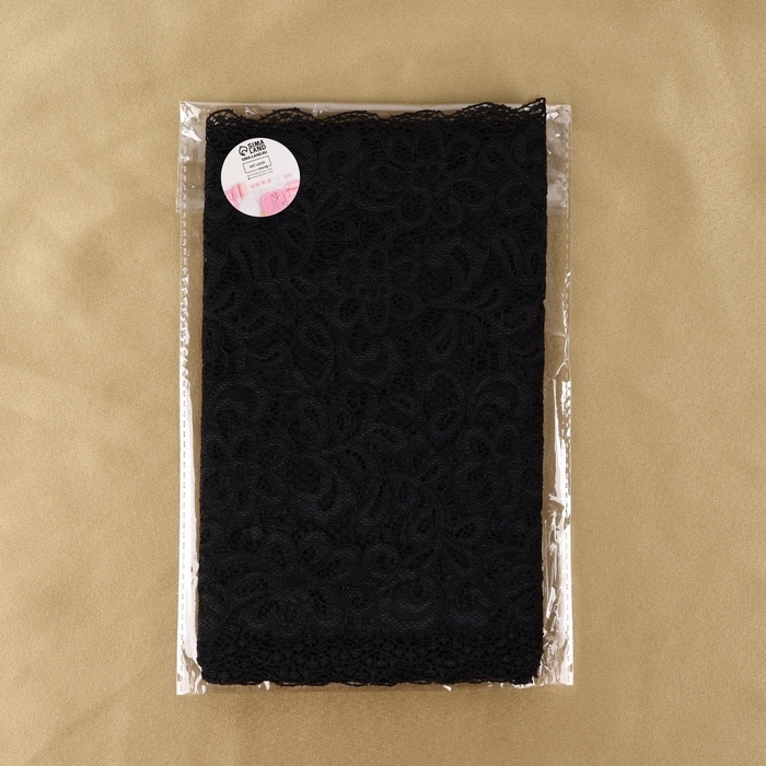 Кружевная эластичная ткань, 220 мм &times; 2,7 &plusmn; 0,5 м, цвет чёрный