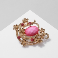 Брошь &laquo;Цветочная&raquo; арфа, цвет розовый в золоте