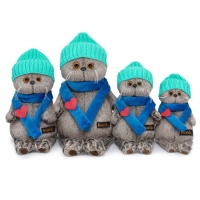 Мягкая игрушка «Басик», в шапке и шарфе с сердечком», 19 см Мягкая игрушка «Басик», в шапке и шарфе с сердечком», 19 см