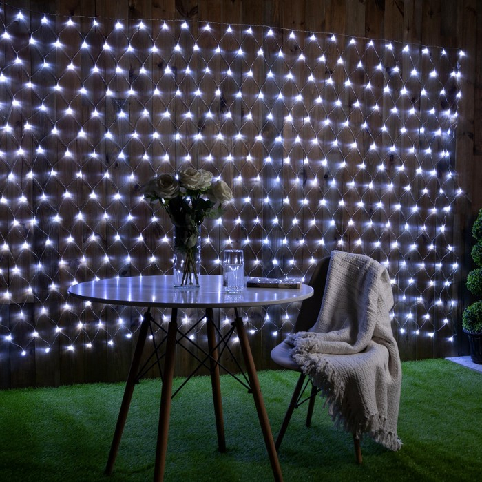 Гирлянда «Сеть» 2 × 3 м, IP44, УМС, прозрачная нить, 384 LED, свечение белое, 220 В Гирлянда «Сеть» 2 × 3 м, IP44, УМС, прозрачная нить, 384 LED, свечение белое, 220 В