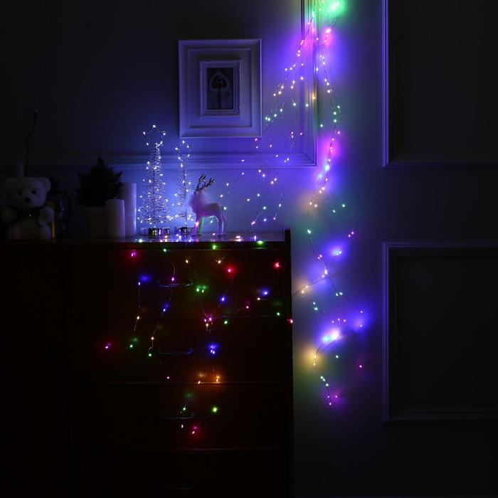 Гирлянда &laquo;Дреды&raquo; 1.5 м, IP20, серебристая нить, 125 LED, свечение мульти, 12 В