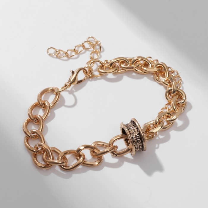 Браслет металл &laquo;Колесо&raquo; цепь, цвет чернёное золото, L=16 см