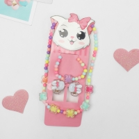 Комплект детский &laquo;Выбражулька&raquo; 4 предмета: 2 заколки, бусы, браслет, бабочки, цветной