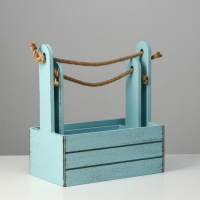 Набор кашпо деревянных 2 в 1 (25.5&times;15&times;30; 20&times;12&times;23) "Прованс", серо-голубой