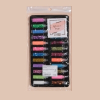 Блёстки для декора ногтей, мелкие/средние, в пластиковом органайзере, набор 24 бутылочки, разноцветные Блёстки для декора ногтей, мелкие/средние, в пластиковом органайзере, набор 24 бутылочки, разноцветные