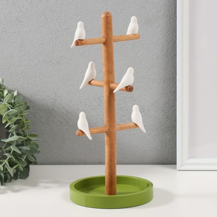 Сувенир дерево подставка для украшений Сувенир дерево подставка для украшений "Птички на дереве" зелёный 13х13х29,5 см