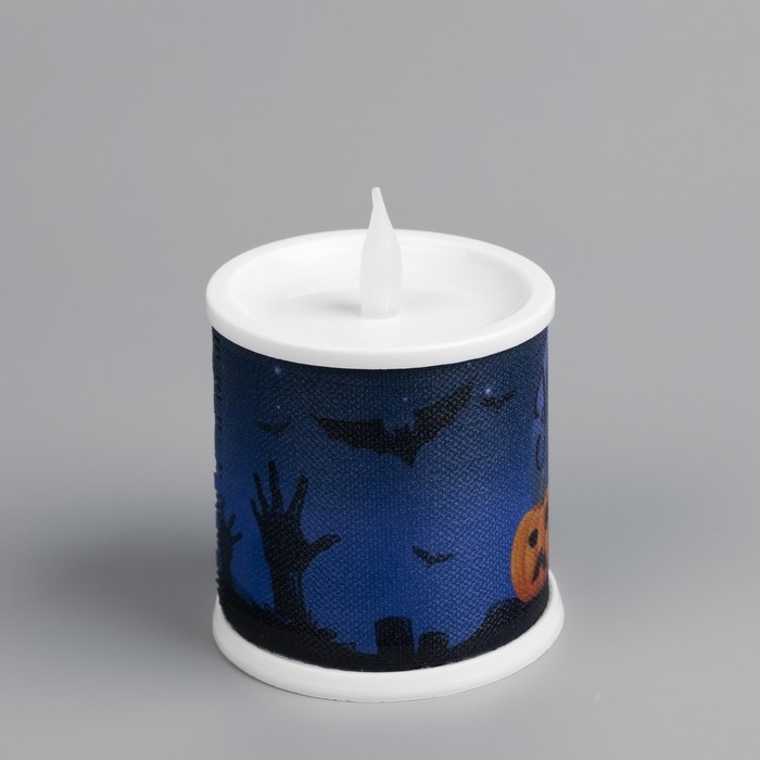 Светодиодная фигура &laquo;Свеча с тыквами&raquo; 7.5 &times; 10 &times; 7.5 см, пластик, батарейки AG13х3 (в комплекте), свечение тёплое белое