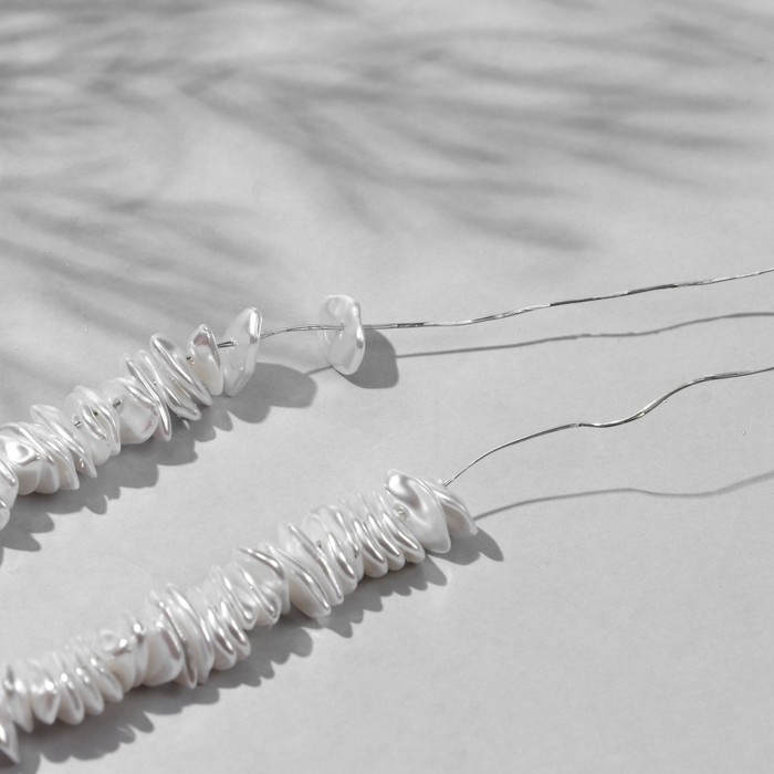 Бусины пластиковые на нити &laquo;Жемчуг&raquo; диск 1&times;0,6&times;0,3 см, (набор 160 шт.), цвет белый