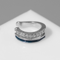 Серьга &laquo;Кафф&raquo; чёрные и белые линии, цвет чёрно-белый в серебре