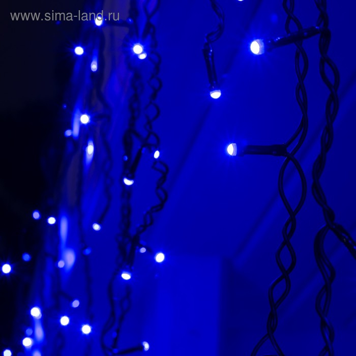 Гирлянда &laquo;Бахрома&raquo; 3 &times; 0.6 м, IP44, УМС, тёмная нить, 160 SMD-LED, свечение синее, 220 В