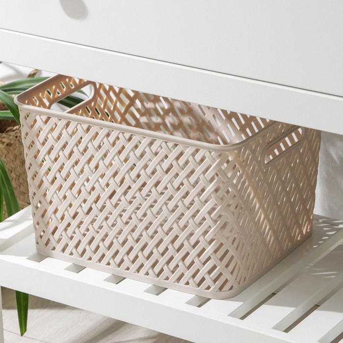 Корзина для хранения &laquo;Плетёнка&raquo;, 35&times;29&times;22.5 см, бежевая
