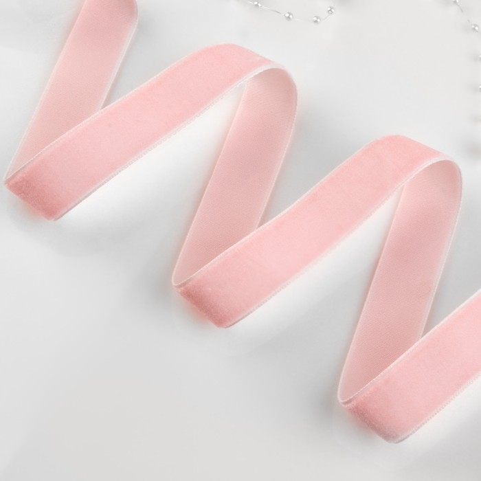 Лента бархатная, 20 мм, 18 &plusmn; 1 м, цвет розовый №08