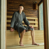 Халат вафельный мужской удлиненный Этель "Boho" размер 54-56, цвет светло-серый, 100% хлопок, 290 г/м2 Халат вафельный мужской удлиненный Этель "Boho" размер 54-56, цвет светло-серый, 100% хлопок, 290 г/м2