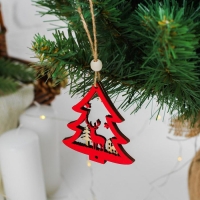 Новогодняя подвеска &laquo;Новогодний олень&raquo;, цвет красный