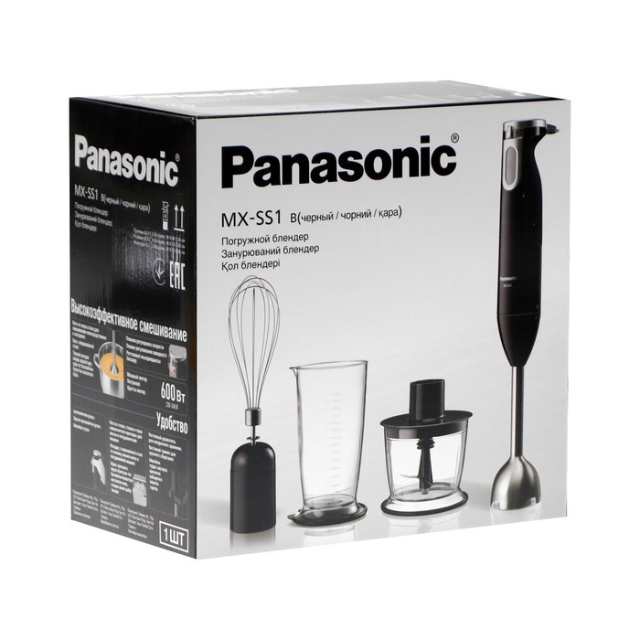 Блендер Panasonic MX-SS1BTQ, погружной, 600 Вт, 0.5 л, 5 скоростей, чёрный Блендер Panasonic MX-SS1BTQ, погружной, 600 Вт, 0.5 л, 5 скоростей, чёрный