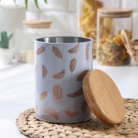 Банка для хранения сыпучих продуктов &laquo;Перо&raquo;, 11&times;11&times;15,5 см, цвет лавандовый