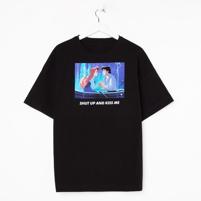 Футболка &laquo;Kiss me&raquo; Принцессы oversize, цвет чёрный