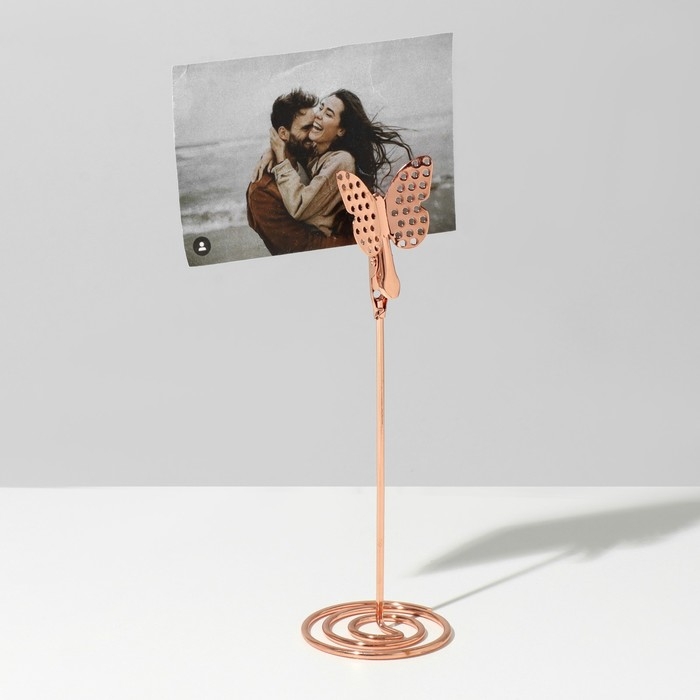 Ценникодержатель с зажимом &laquo;Бабочка&raquo;, 4,5&times;4,5&times;13 см, цвет розовое золото